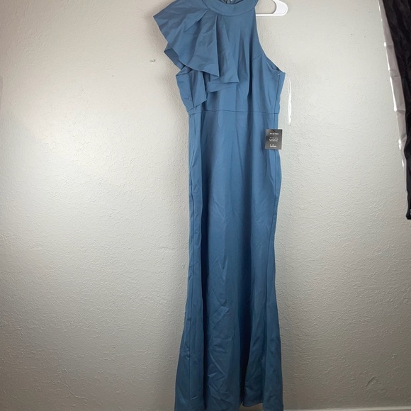 Lulus Margaux One shoulder maxi dress in slate NEW - Picture 4 of 16